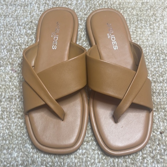 JSlides YURI Leather Sandals, Tan Leather - Picture 3 of 9